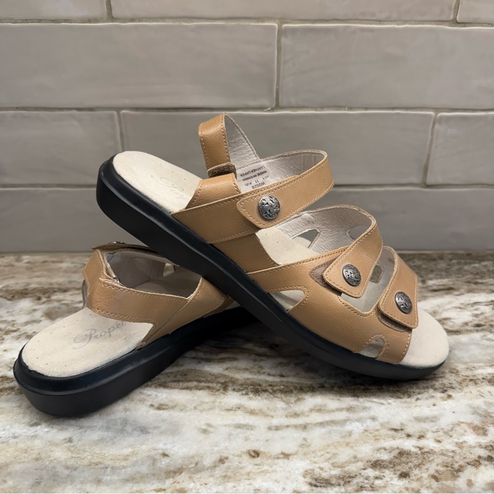 Propet Bahamas Tan Slingback Sandals Womens 11 Leather